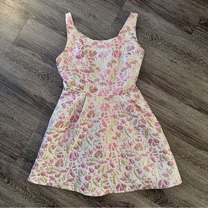 Free People Rose Gold Metallic Thread Floral Dress